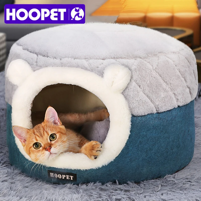 HOOPET-casa de cama para gatos, perrera de felpa suave, cojín para cachorros, nido para perros pequeños y gatos, cama para perros para dormir cálida para invierno, suministros para mascotas - imagen 3