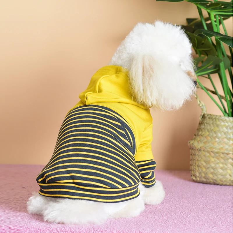 Sudaderas con capucha de algodón para perros y gatos, ropa para mascotas para perros pequeños, Chihuahua, Yorkshire, sudadera a rayas para cachorros, jerséis, ropa para perros, Otoño e Invierno - imagen 5