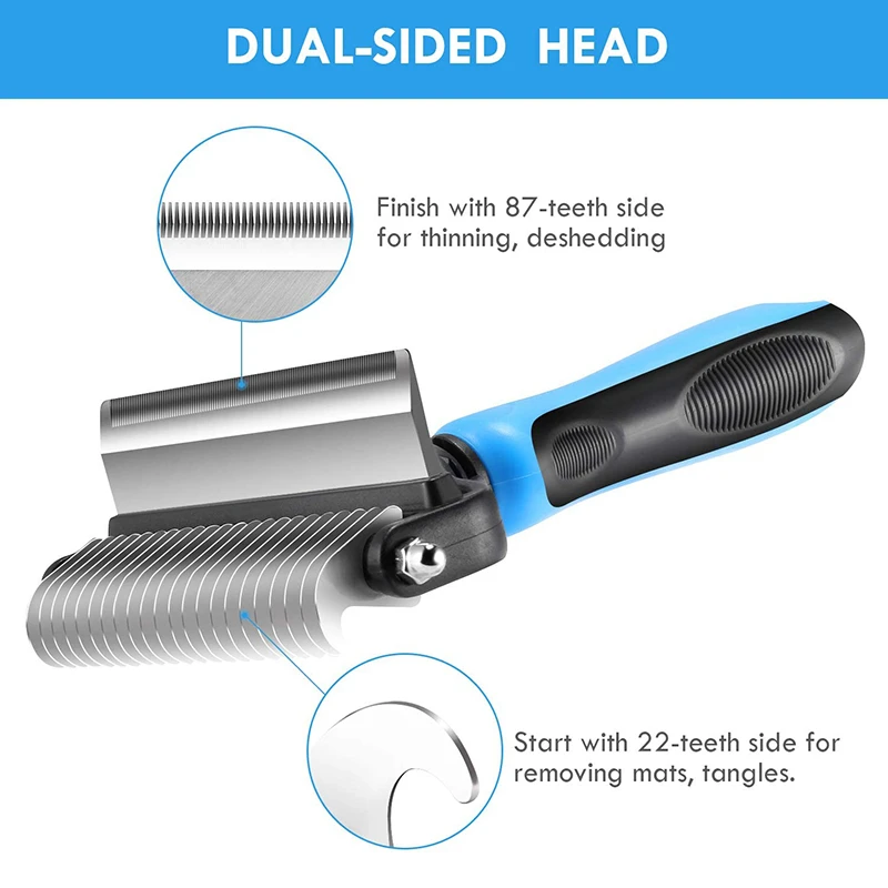 Benepaw-rastrillo de Peine profesional para perros, cepillo de aseo para mascotas, seguro, doble cara, mango cómodo, eliminación de enredos, 2 en 1 - imagen 2