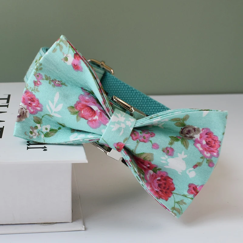 Collar de perro ajustable para mascotas, Collar de cuello con hebilla de cinta suave mediana y grande, diseño de flores para niñas, perros, flores 08 - imagen 2