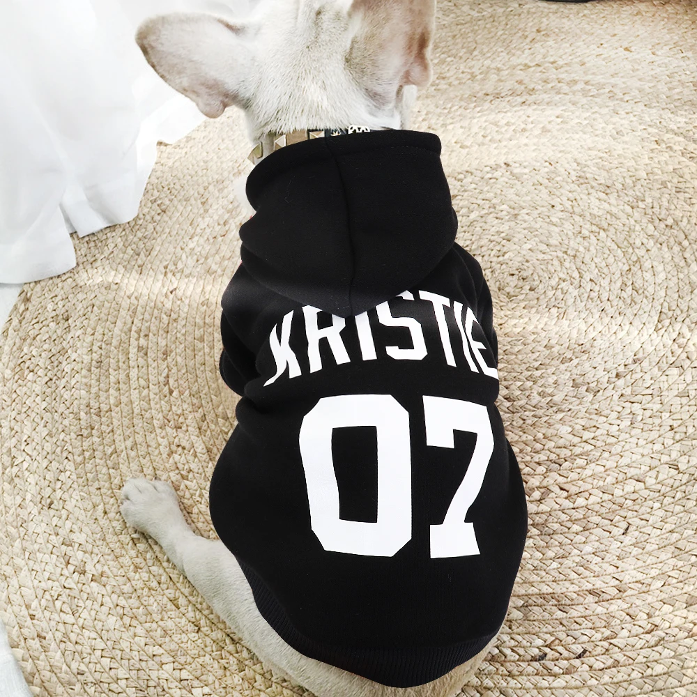 Ropa personalizada para perros y mascotas, ropa de invierno para Bulldog Francés, perros pequeños, Chihuahua, ropa para perro, nombre personalizado No. Sudaderas con capucha - imagen 5