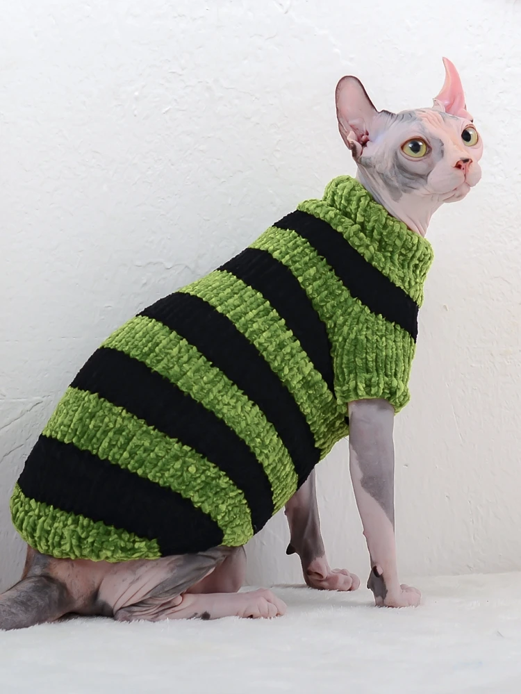 Ropa de gato invierno cálido suave hecho a mano gatos suéter tejido Sphynx gato sudaderas con capucha jersey Sphinx gatito Chihuahua York disfraces - imagen 4