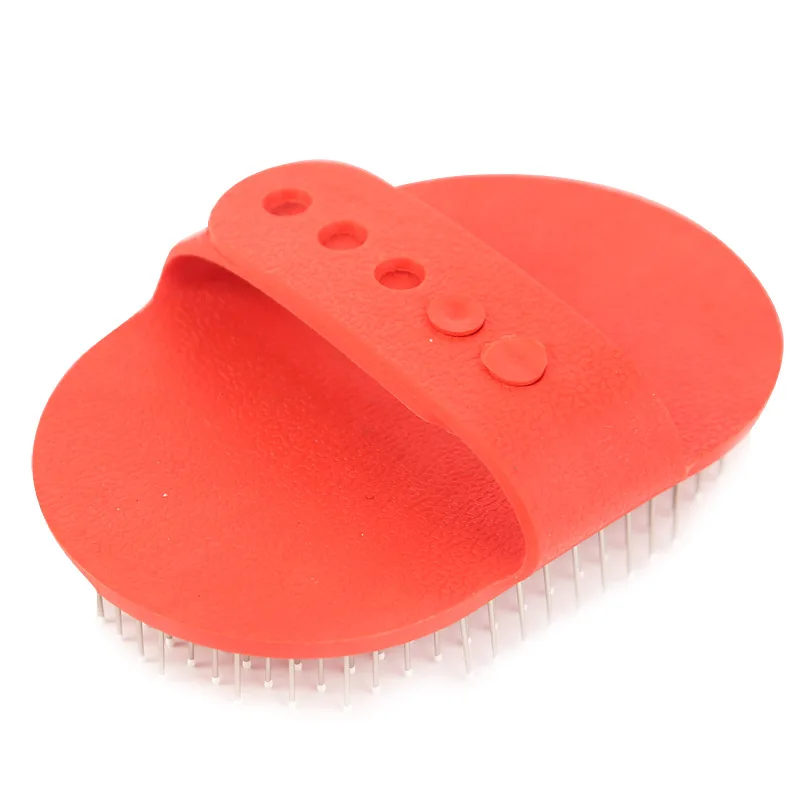 Cepillo redondo de aguja larga para mascotas, cepillo de masaje de punto de acero inoxidable de tapa dura, cepillo de baño, cepillo de goma para perros - imagen 4