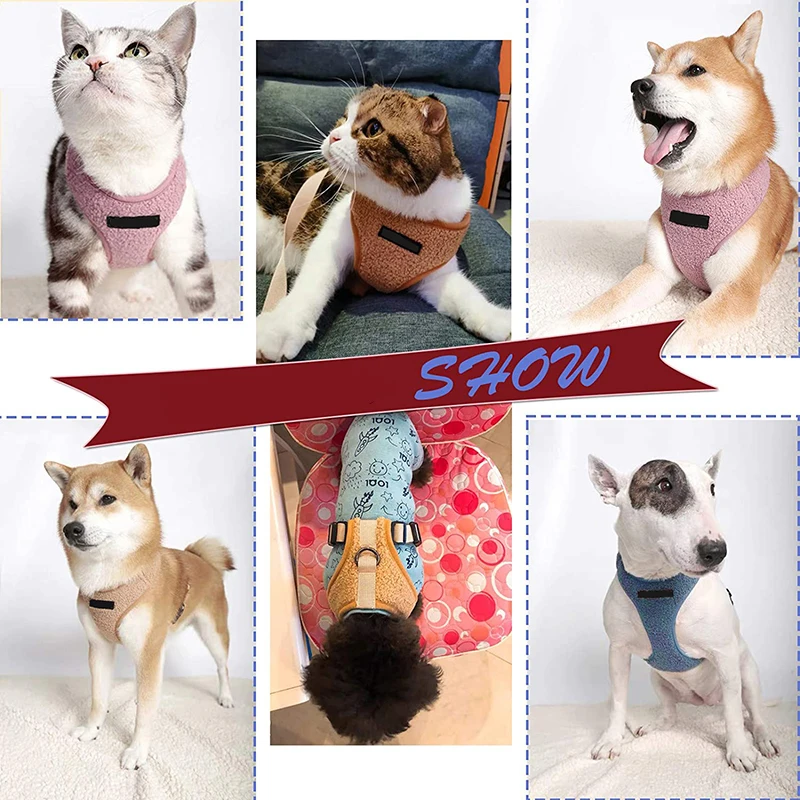 Benepaw-Juego de correa de lana transpirable para perros pequeños y medianos, duradero, suave, ajustable, sin tirar, chaleco para cachorros, fácil caminar - imagen 3