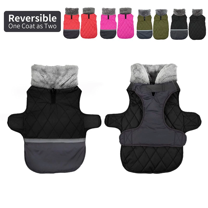 Benepaw-abrigo Reversible para perro, chaqueta con cuello de vellón cálido, ropa impermeable para cachorros pequeños, medianos y grandes, Invierno - imagen 2