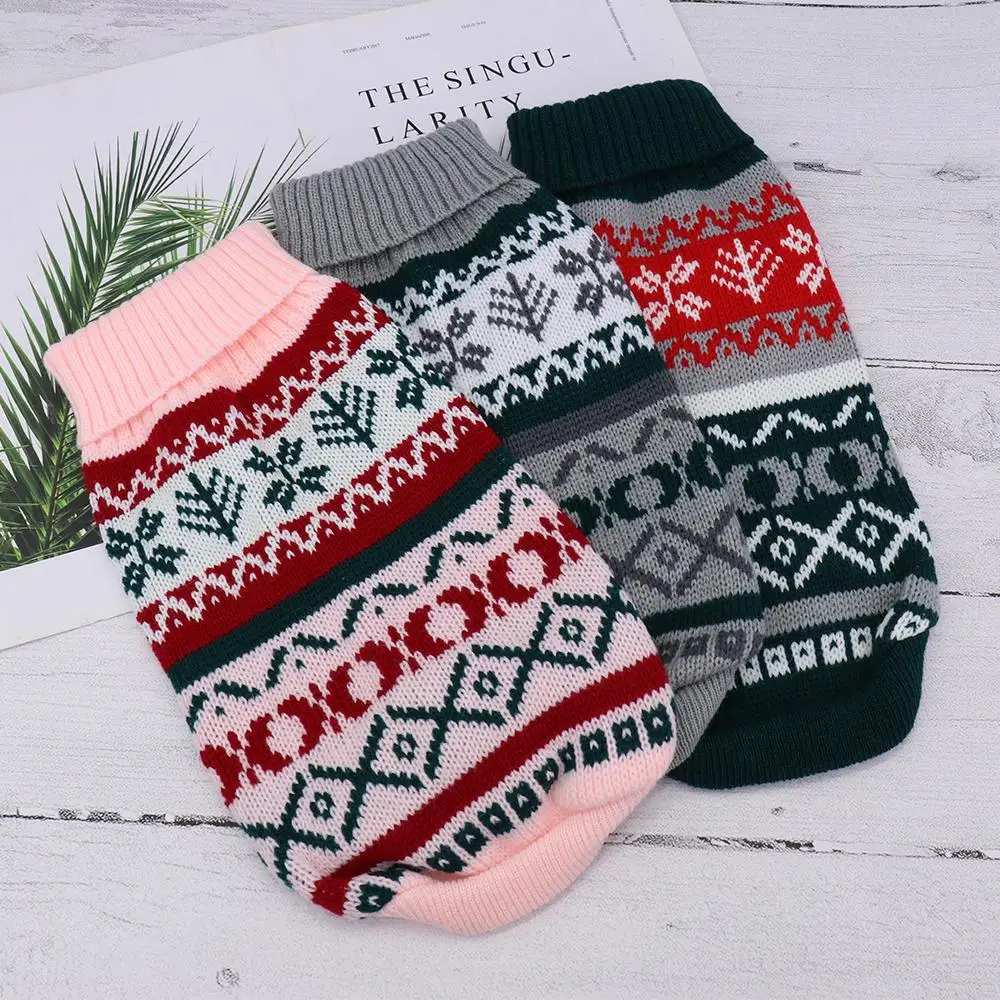 Suéter navideño para mascotas, ropa cálida de invierno para perros pequeños y medianos, traje de punto para cachorros y gatitos