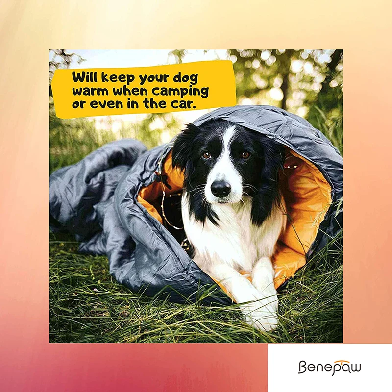 Benepaw-saco de dormir portátil para perro, cama interior de lana corta impermeable para mascotas, para acampar y mochilero, fácil de limpiar - imagen 3