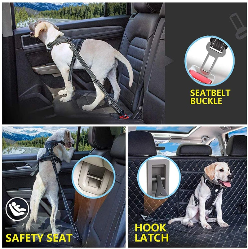 Benepaw-cinturón de seguridad Bungee para perro, accesorio de barra de pestillo 2 en 1, elástico, reflectante, para mascotas, Universal, para vehículo y viaje - imagen 3