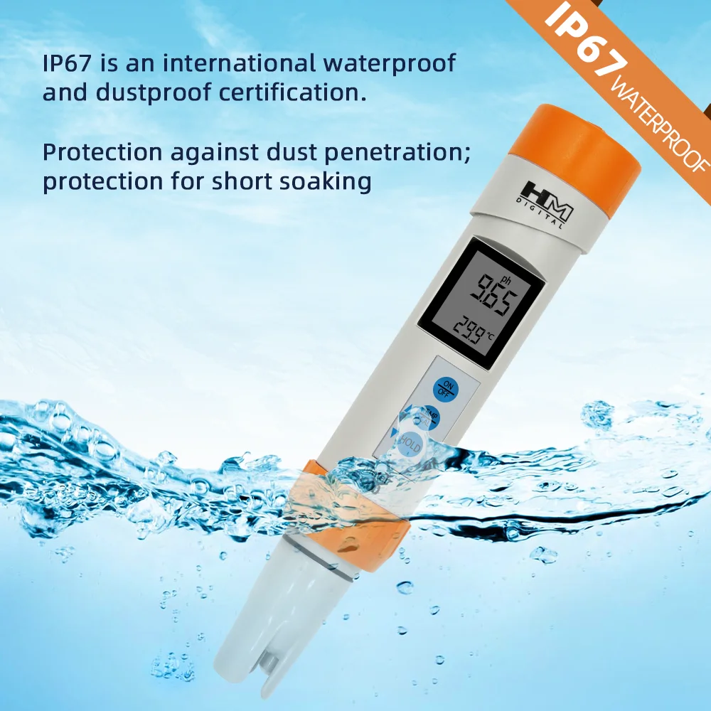 Probador de calidad del agua HM COM-300 EC TDS PH 4 en 1, medidor de PH de PH-200, probador ORP impermeable con calibración ATC y retención de datos - imagen 4