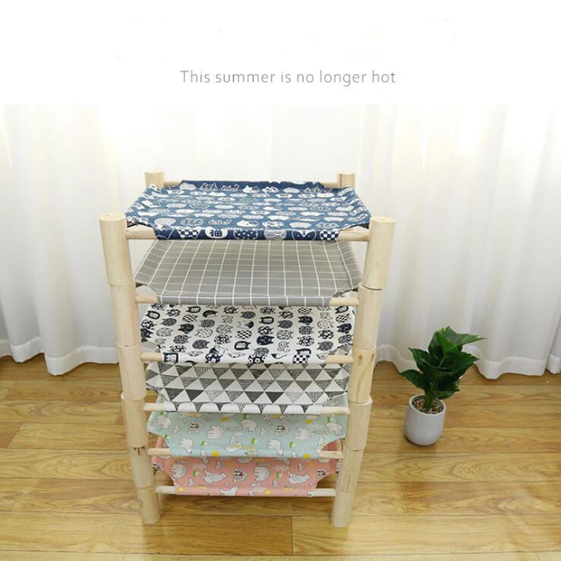 Cama elevada de lona para gato, hamaca de madera para perros pequeños, conejo, suministros duraderos para mascotas - imagen 4