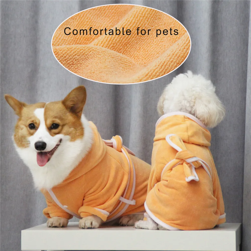 Albornoz blanco para perro, chaqueta de baño superabsorbente de secado rápido con cinturón, pijamas para cachorros y perros pequeños y grandes, ropa de dormir - imagen 5