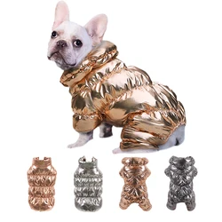 Chaqueta de microplush para perros en dorado y plateado