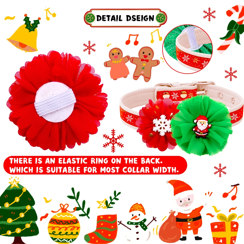 50pcs Christmas Pet Products Pet Dog Collar Decoration Accessories Dog Bow tie Collar Small Dog Xmas Party Grooming Supplies - imagen 2