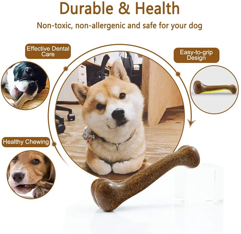 Benepaw-hueso de perro casi Indestructible, juguetes naturales no tóxicos para cachorros pequeños, medianos y grandes, juego de masticar para mascotas, cuidado Dental - imagen 4