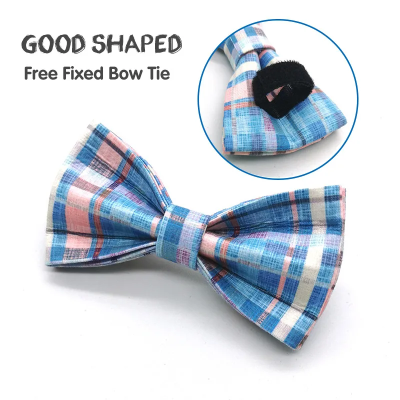 Conjunto de Collar y correa para cachorros, Collar para perro con identificación de nombre personalizado a cuadros azules con lazo, hebilla de Metal de diseñador, Collar para mascotas de liberación rápida XS - imagen 4