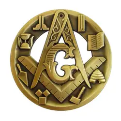 Insignia masónica dorada adhesiva brújula y cuadrado G para vehículo