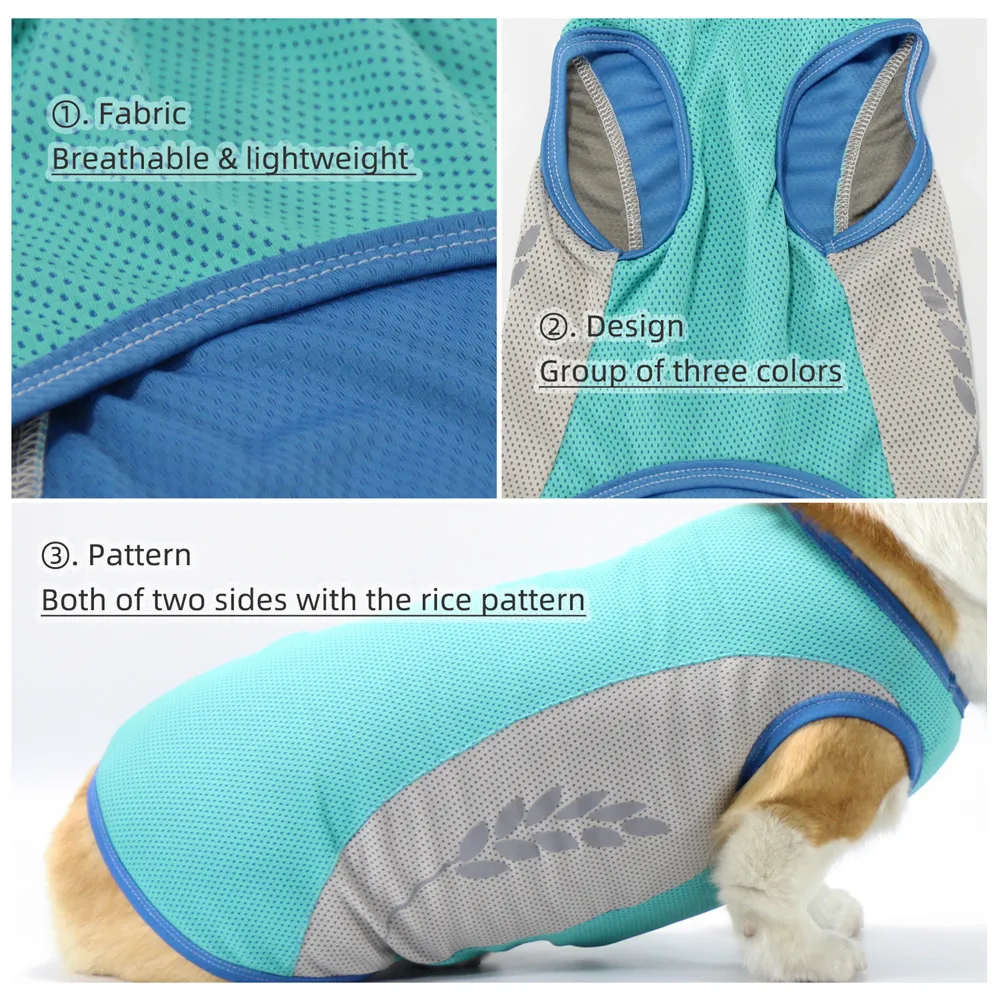 Chaleco refrescante de verano para mascotas, camisa refrescante para perros grandes, camiseta ligera reflectante de secado rápido para perros, camiseta sin mangas de malla transpirable - imagen 3