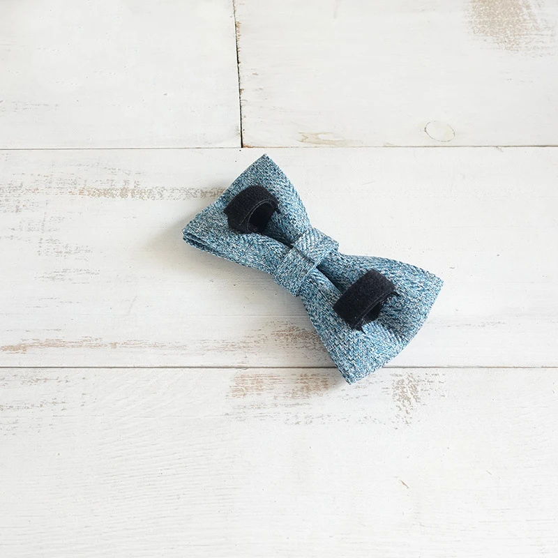 Pajarita de lino azul claro para perro, accesorio para Collar de Mascota, suministros para cachorros y gatos, herramientas de aseo para perros, pajarita decorativa desmontable - imagen 3