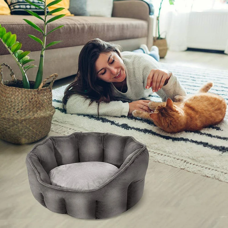 Benepaw-cama Ultra suave para gato, cómoda, lavable, cojín desmontable, gatito, cachorro, mascota, perro pequeño, fondo impermeable antideslizante - imagen 5