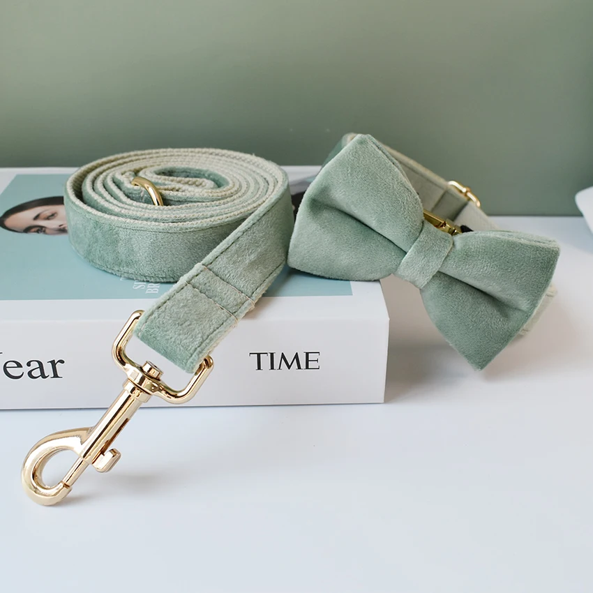 Collar de nailon con grabado gratis para perro, correa de lujo con pajarita, Collar personalizado para mascota, franela 17 - imagen 5