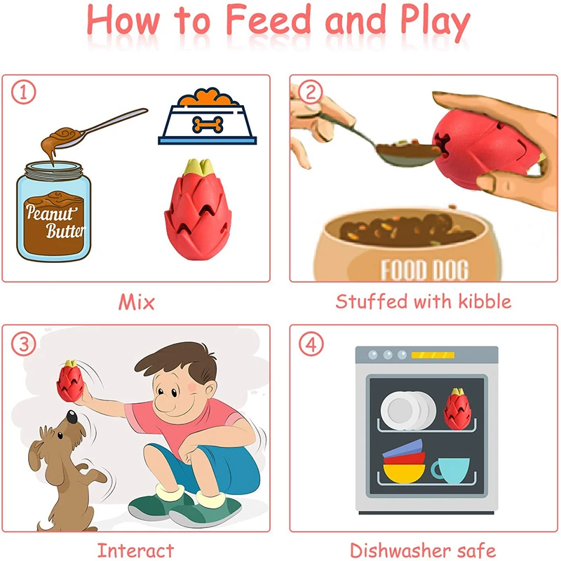 Benepaw-juguetes para masticar para perros Pitaya indestructibles, para perros pequeños, medianos y grandes, dentición segura, juguetes interactivos para cachorros, juego para mascotas - imagen 5