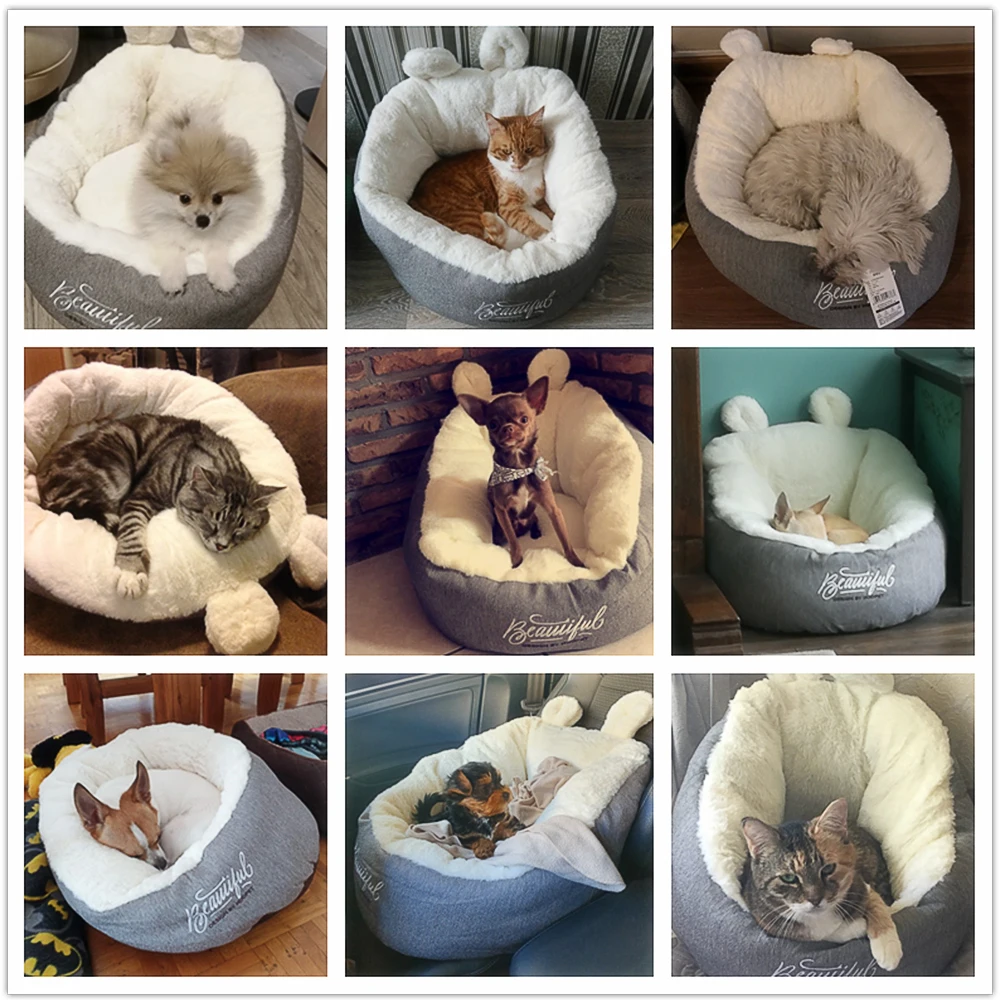 HOOPET-cama de invierno para perros y gatos, casa para perros cálida, saco de dormir de Material suave, cojín para mascotas, perrera para cachorros, suministros para mascotas