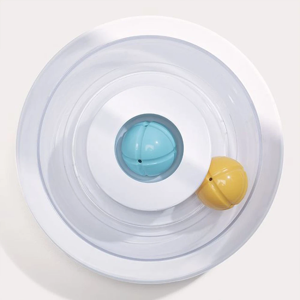 Juguete para rascar gatos, plataforma giratoria interactiva para parque de atracciones con bola de hierba gatera, plato de pista de juego, Base de vaso, juguete divertido para gatos - imagen 5