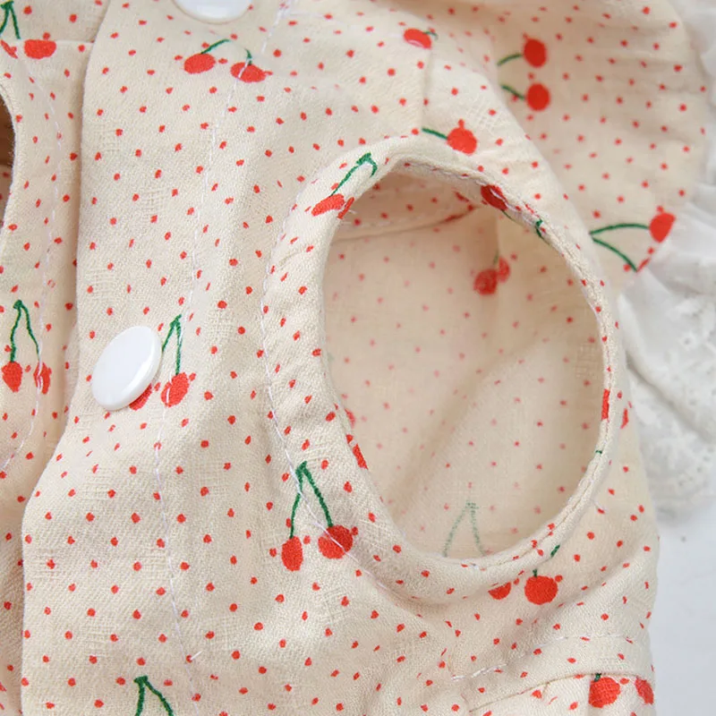 Vestido de gato con cuello de encaje dulce para perros, decoración de cereza, falda tutú azul para perros pequeños, camisas de princesas, ropa para mascotas, vestido veraniego, XXL - imagen 3