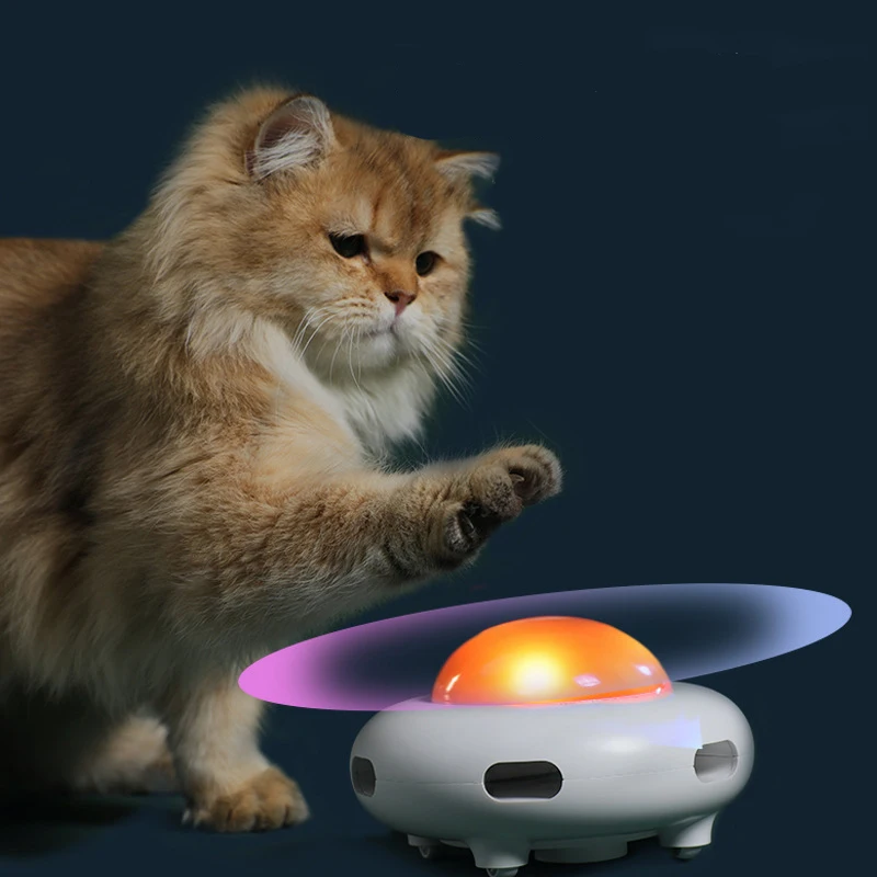 Plato giratorio electrónico UFO inteligente para gatos, juguete inteligente divertido para gatos, juego giratorio, juguete para gatos, limpieza automática - imagen 2