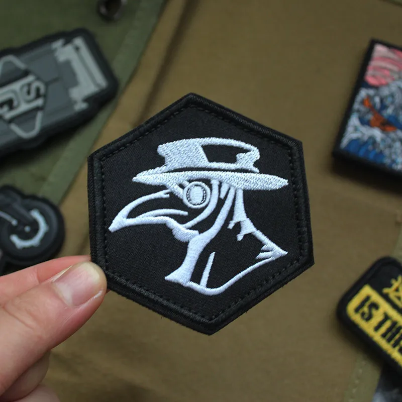 Parche bordado de médico de la peste, parches bordados tácticos militares decorativos médicos Steampunk hexagonales de pico Schnabel - imagen 5