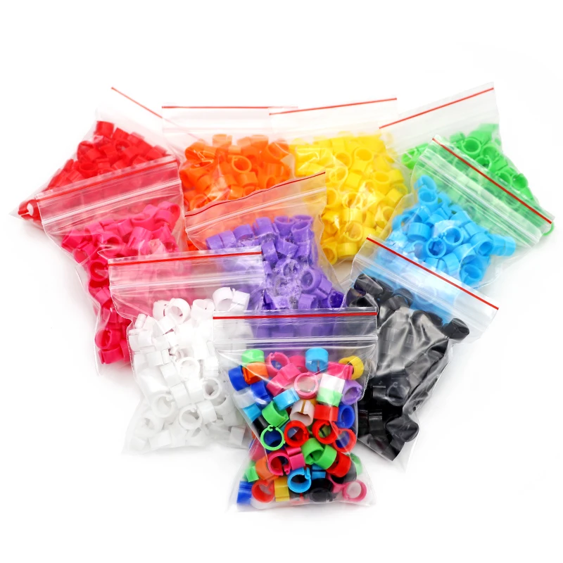 Anillos de plástico para pies de palomas y codorniz, suministros para aves pequeñas, 10 colores, piezas, 100 - imagen 5