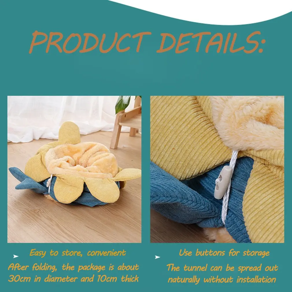 Casa de juguete plegable para gato, túnel en forma de pepino verde cálido, cama de tubo, juguetes interesantes para conejos y gatitos, suministros para mascotas - imagen 4