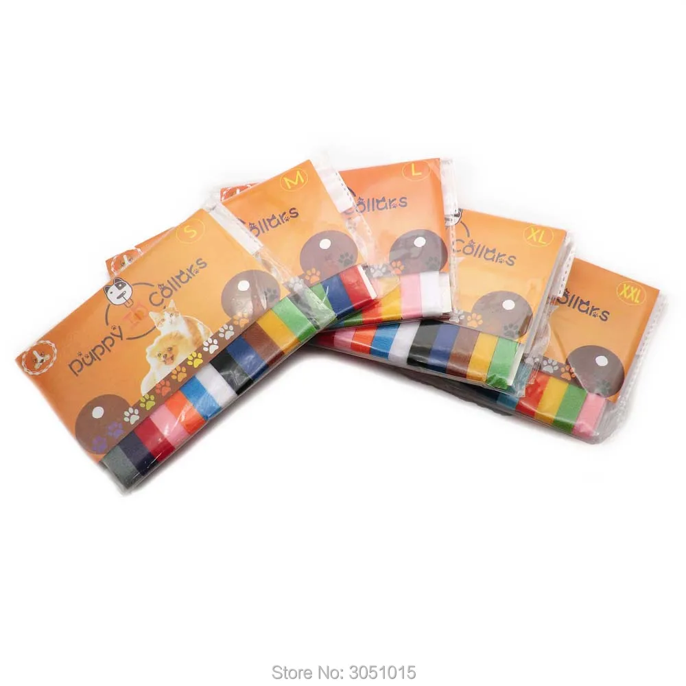 Venta al por mayor, 300 Uds., 25 juegos de collares para cachorros, mascotas recién nacidas, collares ajustables de nailon para perros pequeños, collar para gatitos, collares para cachorros - imagen 2