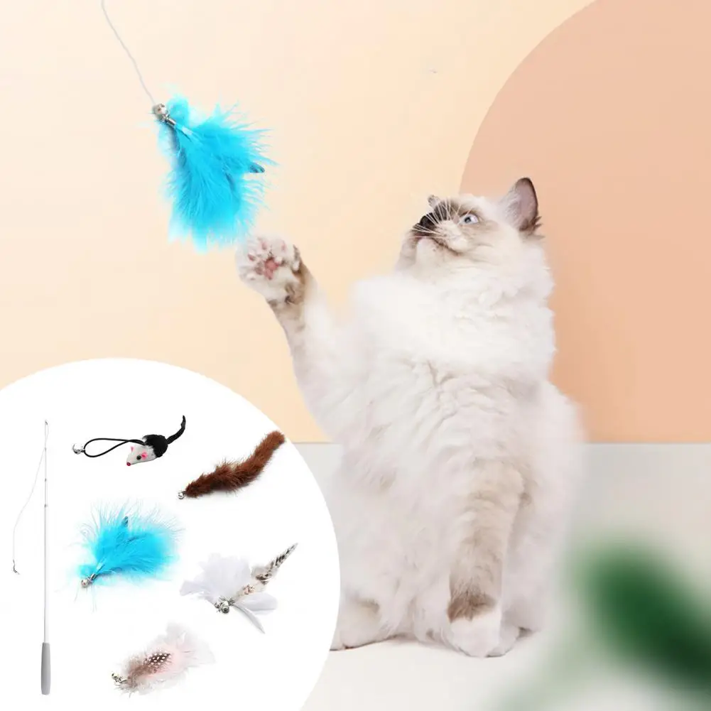 Juego de juguetes interactivos para gatos, juguete de pesca para mascotas, palo de pesca para gatitos, 1 Juego - imagen 3