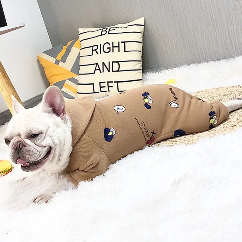 Ropa para perros para Bulldog Francés, Sudadera con capucha cálida de invierno para perros, ropa de lana suave para mascotas, chaqueta para perros, suéter de Pug, mono de Navidad para perros - imagen 4