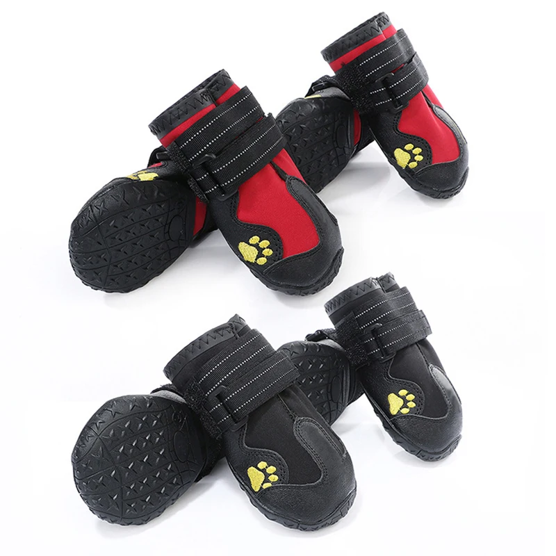 Botas impermeables para perros pequeños y grandes, zapatos cálidos de invierno para mascotas, calcetines para cachorros y Chihuahua, botines antideslizantes para la lluvia y la nieve, 4 unids/set por Set - imagen 2