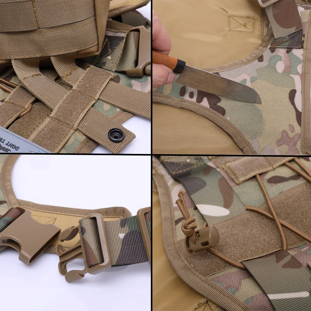 Arneses tácticos para perros, chaleco de entrenamiento para mascotas, arnés militar para perros, Collar con correa para perros pequeños, medianos y grandes, para caminar y cazar - imagen 4