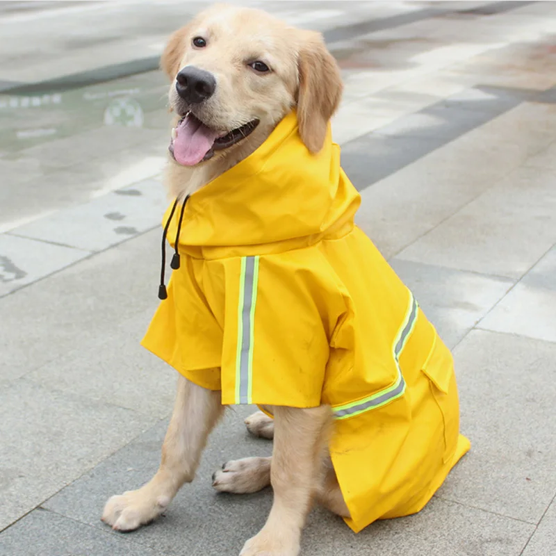 Chubasquero impermeable con capucha para perros grandes y pequeños, ropa reflectante para mascotas, abrigos de lluvia para Labrador Golden Retriever - imagen 3