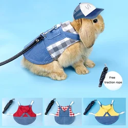 Conjunto de arnés de chaleco de conejito lindo para exteriores, traje de ropa de conejo, hurón para mascotas pequeñas, hámster, ropa de animales pequeños para caminar