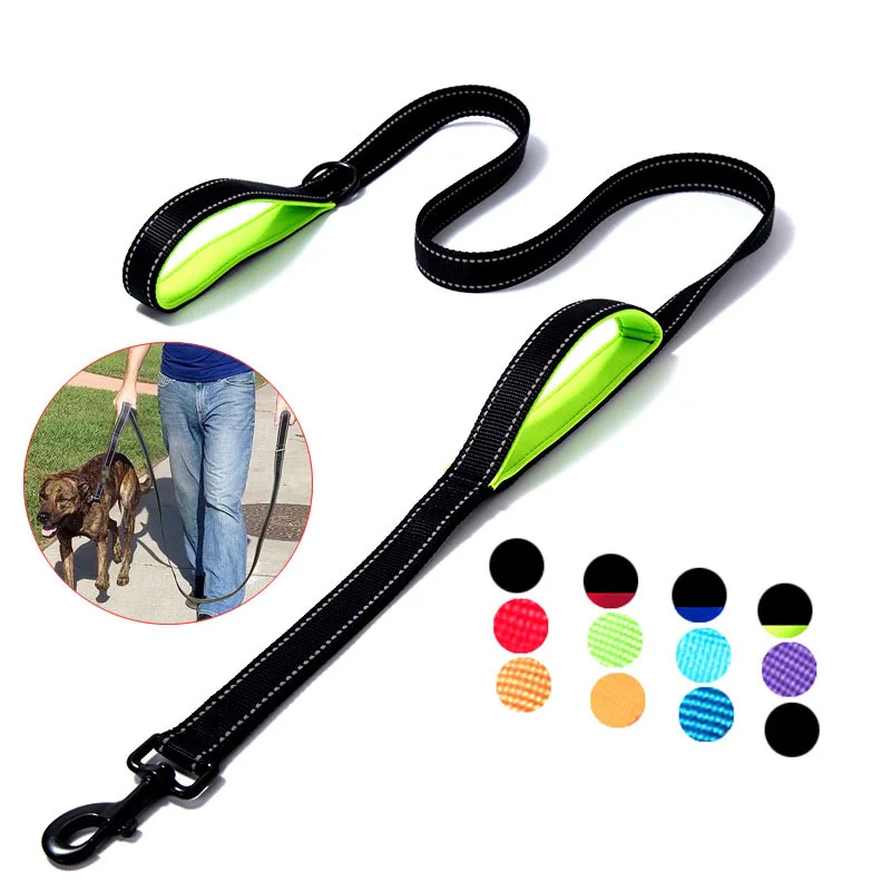 Correas para perros, cadena de entrenamiento para perros de viaje al aire libre, plomo resistente con doble mango para mayor Control, entrenamiento de seguridad, doble mango - imagen 2
