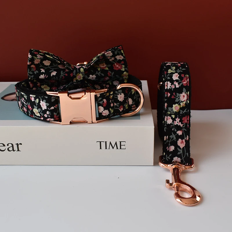 Collar de nailon personalizado para perro, Correa suave con lazo, cuerda de tracción, identificación grabada, bulldog Francés, flores 05 - imagen 4