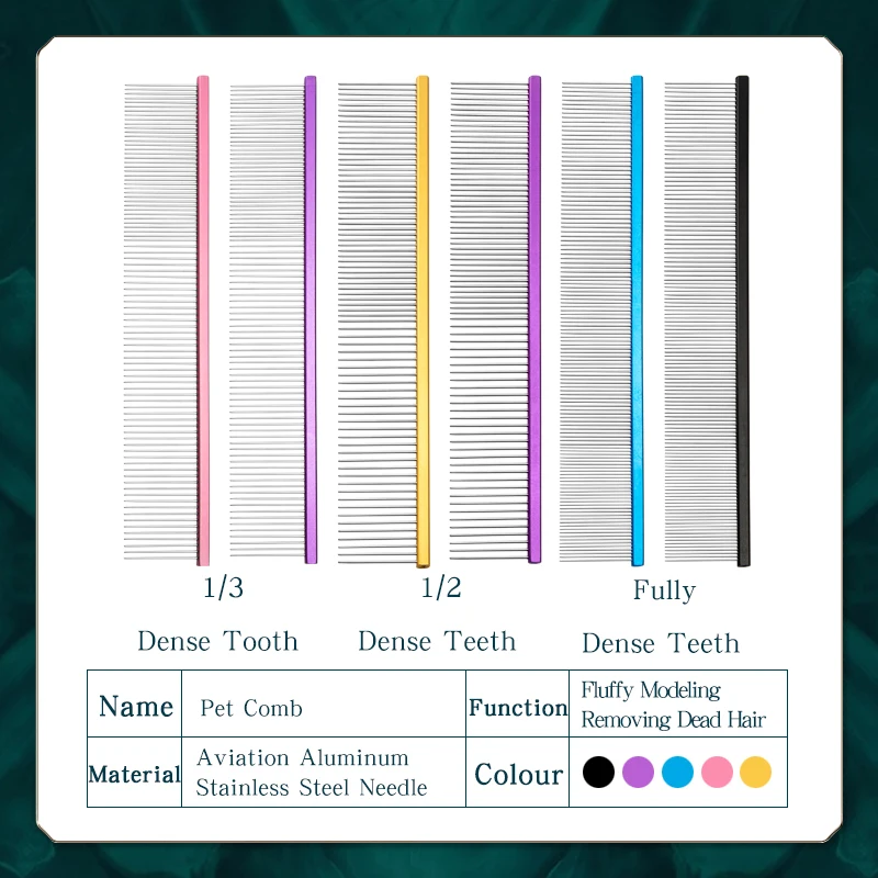 Peine de pelo colorido para mascotas MK-320 aguja de acero inoxidable peine de aluminio de aviación mango peine suministros de aseo peine removedor de pelo para mascotas - imagen 3