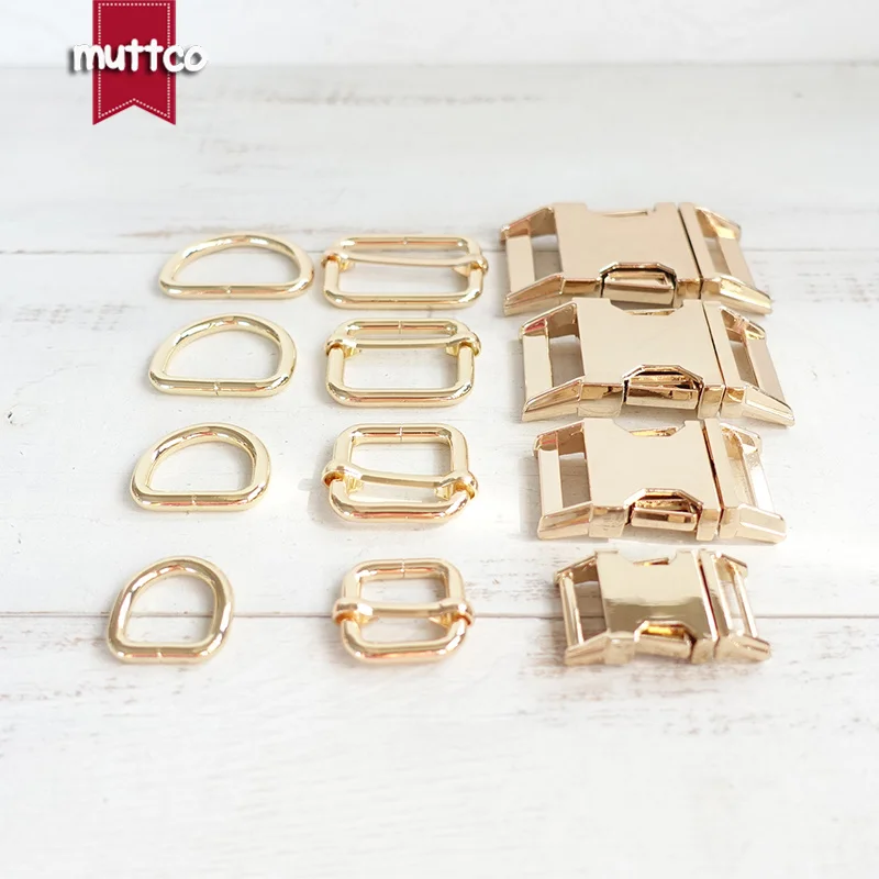 10 unids/lote (hebilla de metal + hebilla de ajuste + anillo D) hebilla de metal chapada de 15,20,25,30mm aleación de Zinc accesorio de collar de perro diy 4 colores - imagen 5