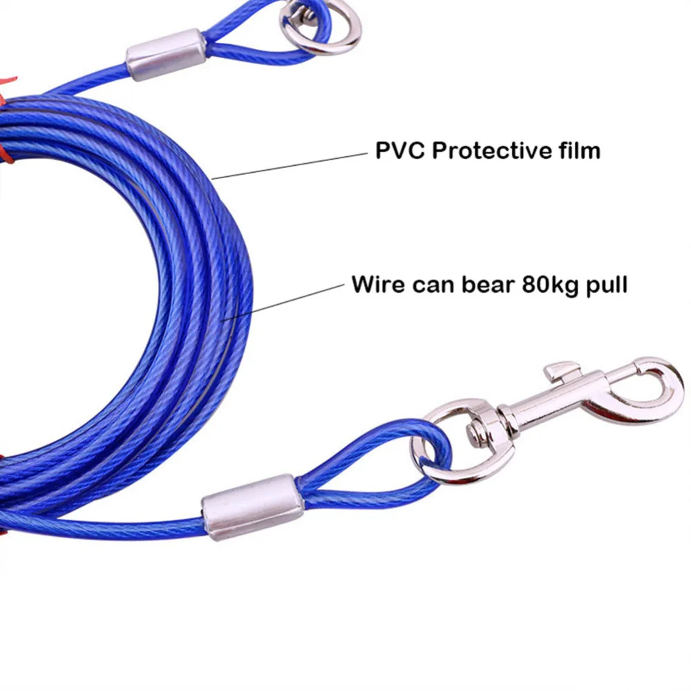 Cable de acero de doble cabeza para perros, ganchos de Metal para mascotas pequeñas, medianas y grandes, correa de plomo para cachorros y gatos, 3M, 5M, 10M - imagen 4