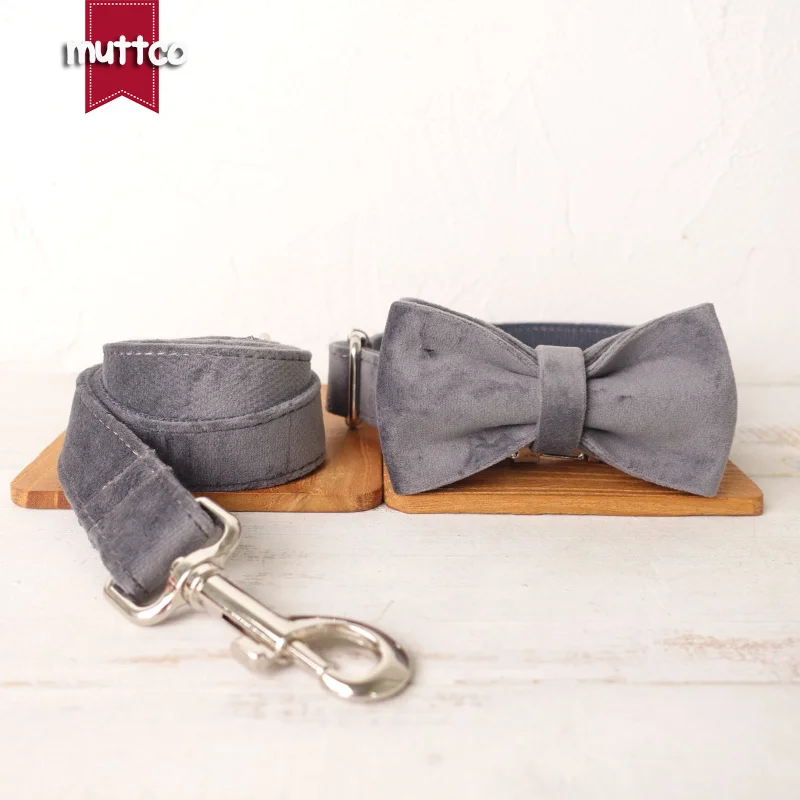 Collar de perro con hebilla de metal grabada MUTTCO, collar con etiqueta de identificación de perro GRIS, placa de identificación de 5 tamaños, suministro antipérdida para mascotas UDC108