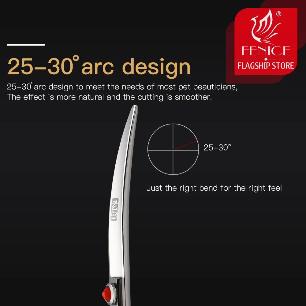 Fenice-tijeras profesionales de 6,5 pulgadas para mascotas, tijeras de aseo curvadas para perros, tijeras de corte, makas - imagen 4
