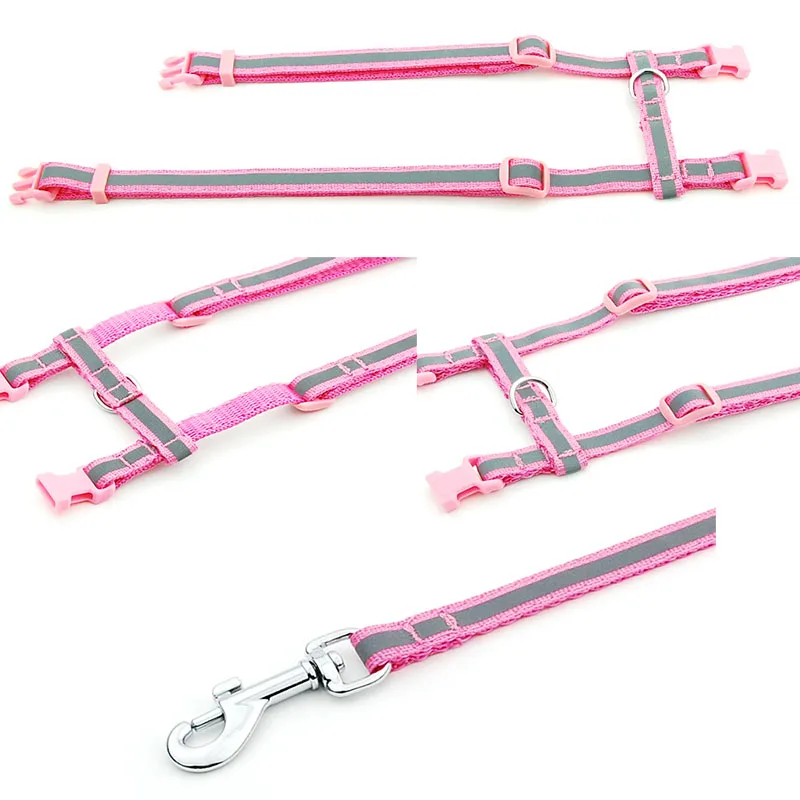 Arnés de nailon reflectante para mascotas, correa ajustable brillante para gatito, cachorro, Collar Halter, cinturón para perros - imagen 4