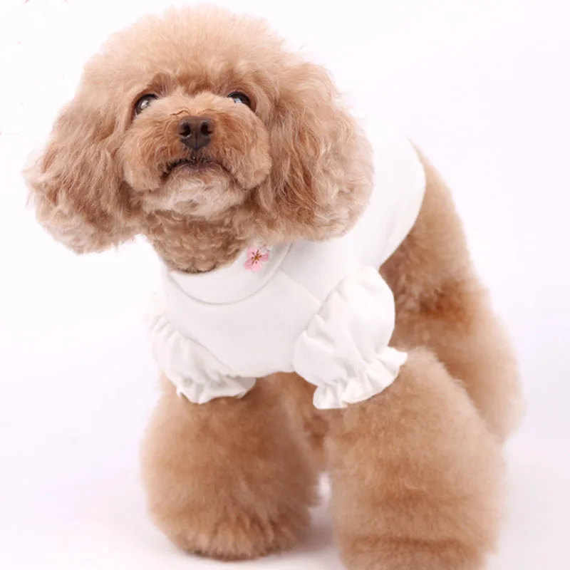 Ropa para perros y niñas, ropa para mascotas con flores, taza de té rosa y blanca, sudaderas con capucha para perros pequeños y medianos, sudadera para cachorros de Chihuahua XXL - imagen 5