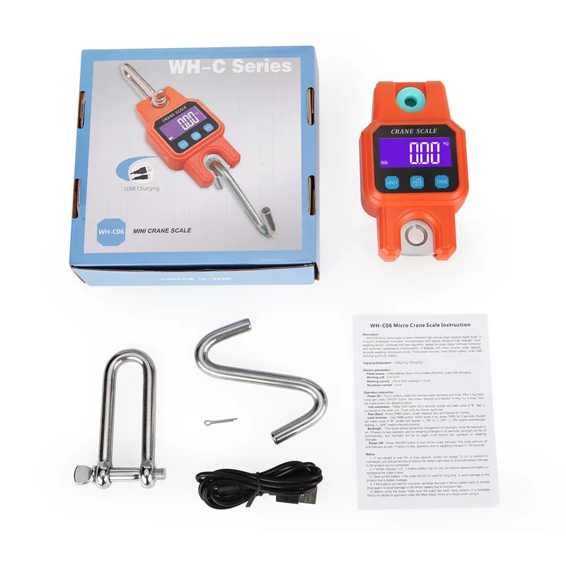 Báscula de grúa Bluetooth de 300kg/50g báscula de gancho colgante Digital recargable peso electrónico USB peso resistente de acero inoxidable - imagen 4