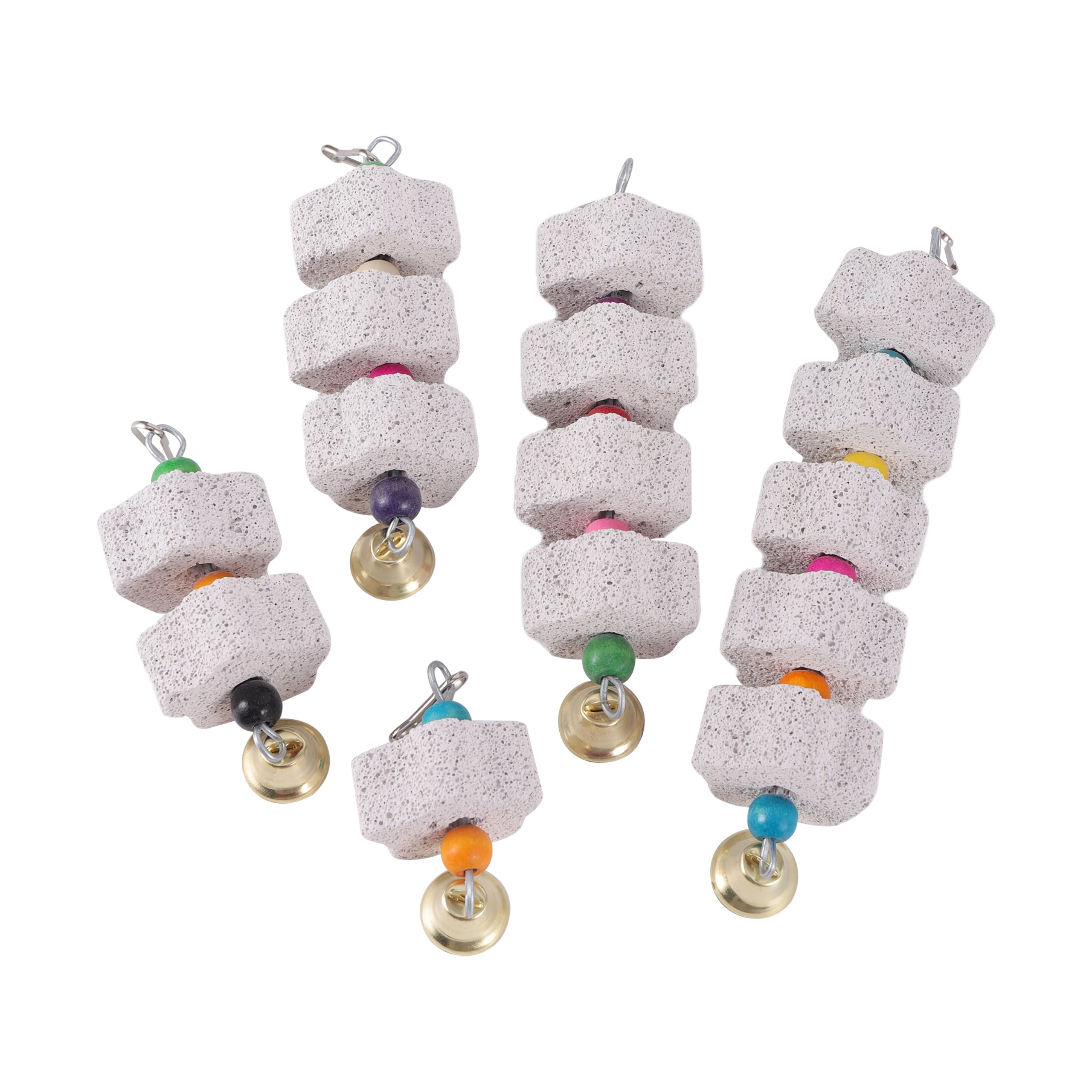 Mineral de piedra para adorno, suministros para mascotas, loros, jaula para pájaros, juguete, piedra de pulir, forma de flor, mordedura para masticar, estilo colgante, juguete para periquitos, 1 pieza - imagen 3